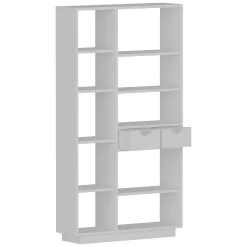 Librerie > Dmora Libreria 8 Ripiani 2 Cassetti 80x25x189h cm, Installazione Libera - Imer Bianco