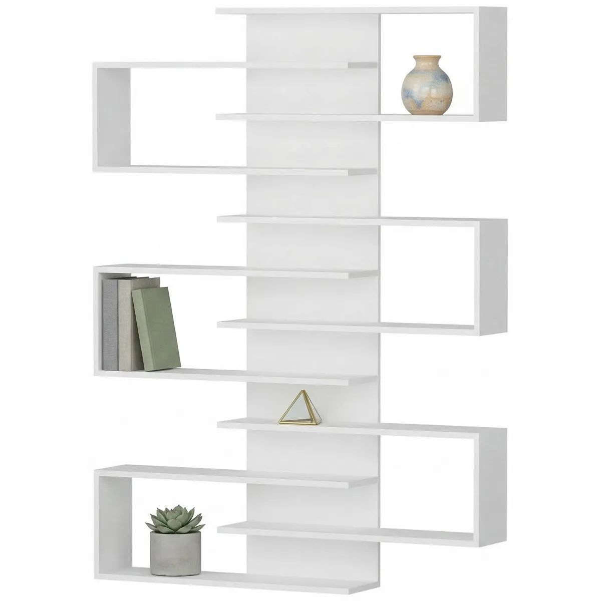 Librerie > Dmora Libreria 11 Ripiani Installazione Fissaggio al Muro 75x21x161h cm, - Trenzano Bianco
