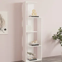 Libreria Bianco 3 Ripiani Installazione Libera 50x20x160h cm, Utilizzabile Come Divisorio Locale - Fiesole