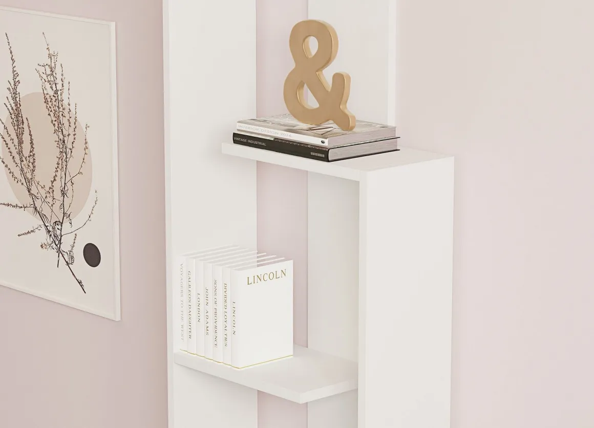 Libreria Bianco 3 Ripiani Installazione Libera 50x20x160h cm, Utilizzabile Come Divisorio Locale - Fiesole