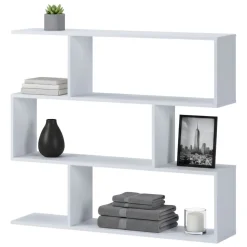 Libreria Bianco 3 Ripiani Installazione a Terra 110x25x96h cm, Portata Ripiani 15 - Terzolas