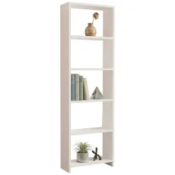 Libreria Bianco 5 Ripiani Installazione Libera 50x20x160h cm, Struttura Verticale - Piubega