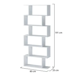 Libreria Bianco 5 Ripiani Installazione a Terra 80x25x191h cm, Portata Ripiani 15 - Clisi