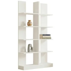 Libreria Bianco 8 Ripiani Installazione Libera 100x26x180h cm, Struttura Verticale - Noasca