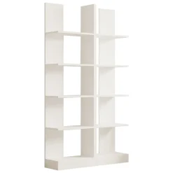 Libreria Bianco 8 Ripiani Installazione Libera 100x26x180h cm, Struttura Verticale - Noasca