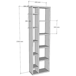 Libreria Bianco 9 Ripiani Installazione Libera 44x20x150h cm, Struttura Verticale - Mortara