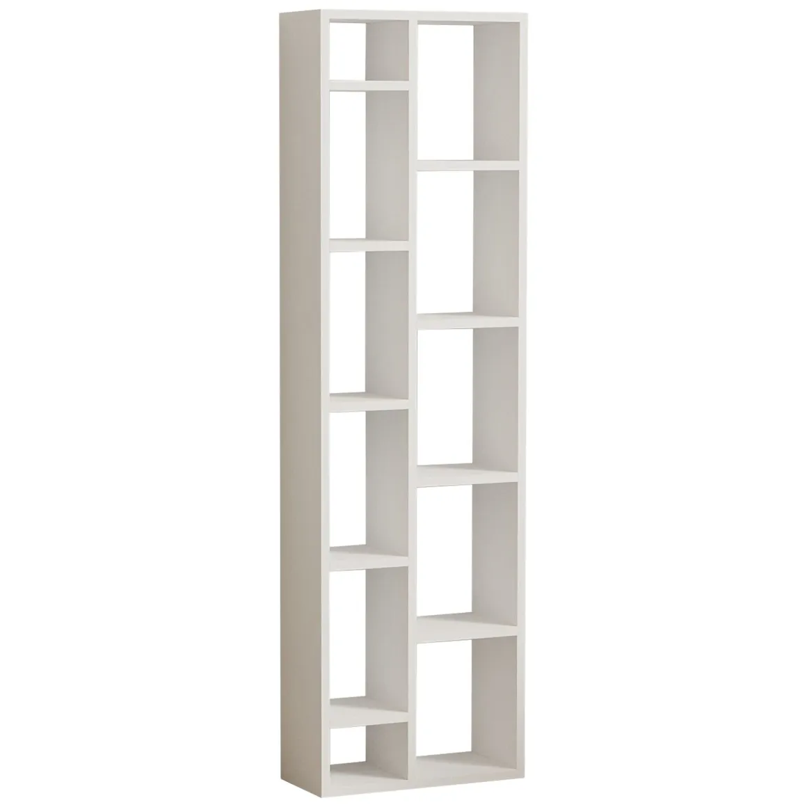 Libreria Bianco 9 Ripiani Installazione Libera 44x20x150h cm, Struttura Verticale - Mortara