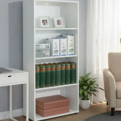 Libreria Bianco 3 Ripiani Struttura Verticale 60x30x145h cm, - Jovencan