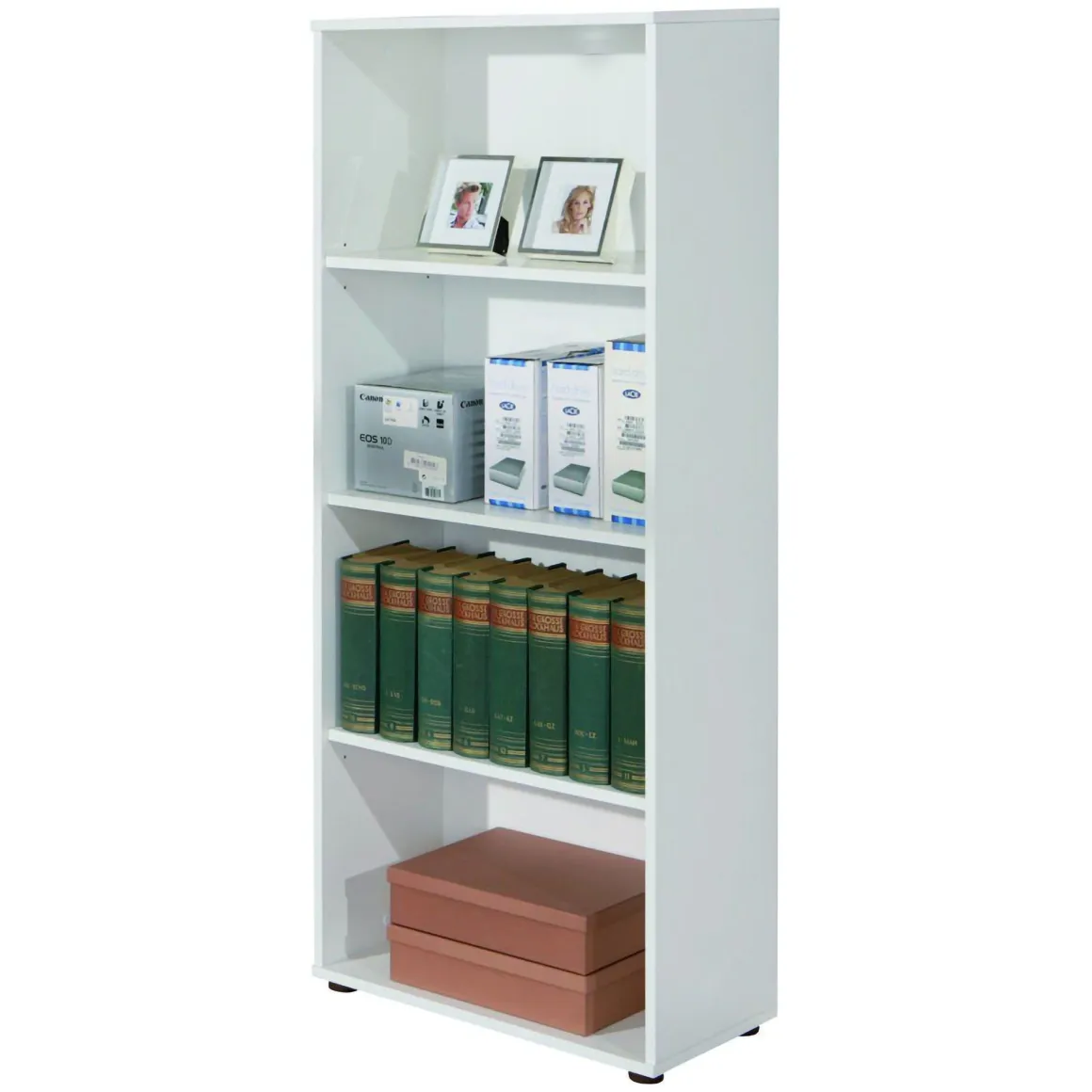 Libreria Bianco 3 Ripiani Struttura Verticale 60x30x145h cm, - Jovencan