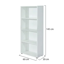 Libreria Bianco 3 Ripiani Struttura Verticale 60x30x145h cm, - Jovencan