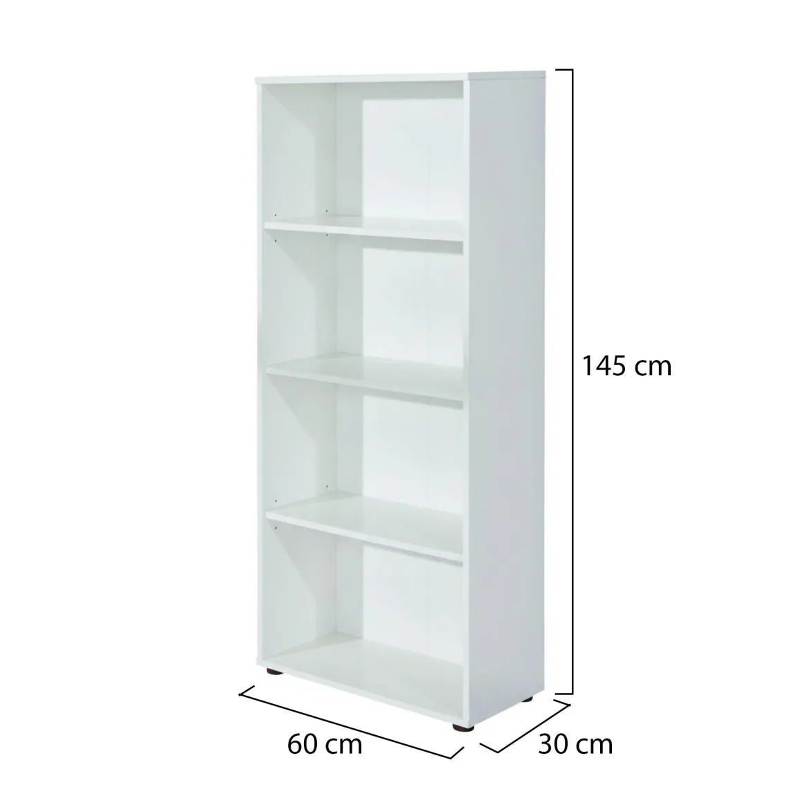 Libreria Bianco 3 Ripiani Struttura Verticale 60x30x145h cm, - Jovencan