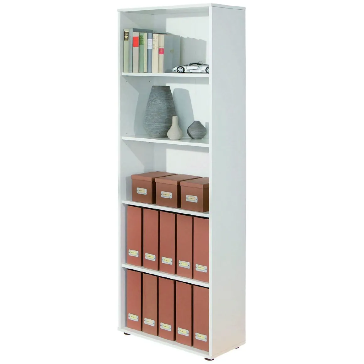 Libreria Bianco 4 Ripiani Struttura Verticale 60x30x180h cm, - Erba