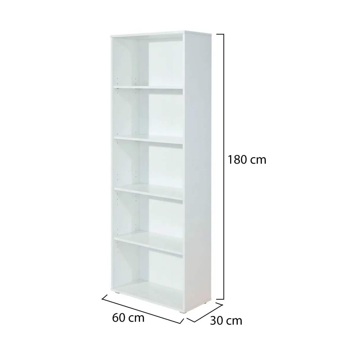 Libreria Bianco 4 Ripiani Struttura Verticale 60x30x180h cm, - Erba