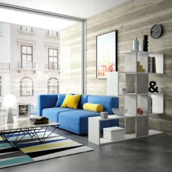 Libreria bifacciale bianca e cemento 145x145h cm - Allison