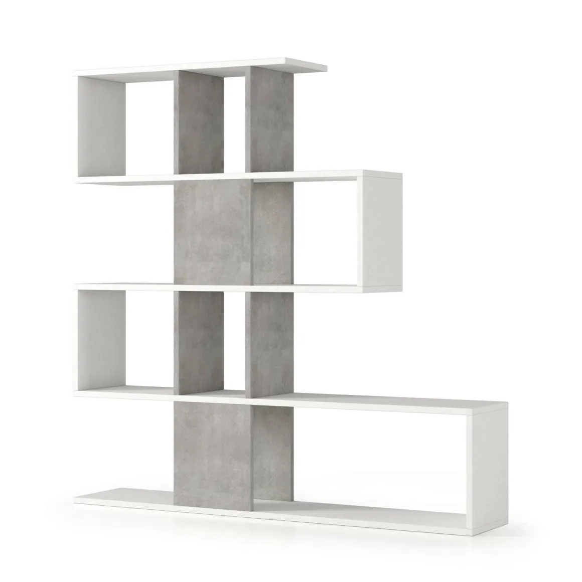 Libreria bifacciale bianca e cemento 145x145h cm - Allison