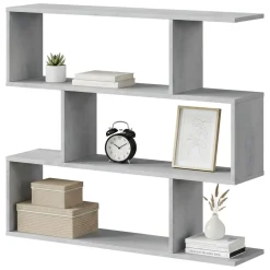 Librerie|Ufficio > Dmora Libreria bifacciale cemento 110x97h cm - Amerigo Grigio Cemento