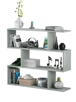 Librerie|Ufficio > Dmora Libreria bifacciale cemento 110x97h cm - Amerigo Grigio Cemento