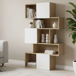Libreria chic rovere e bianca lucida 95x166h cm - Acetosella