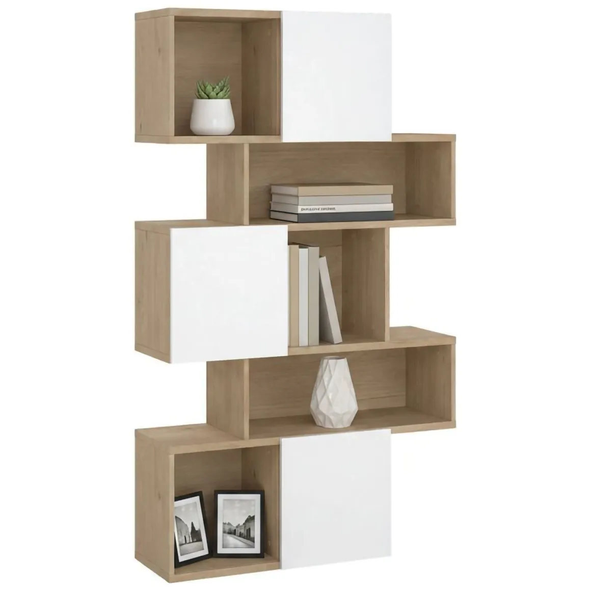 Libreria chic rovere e bianca lucida 95x166h cm - Acetosella