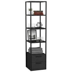Libreria con 2 cassetti nera e antracite 39x169h cm - Arsim