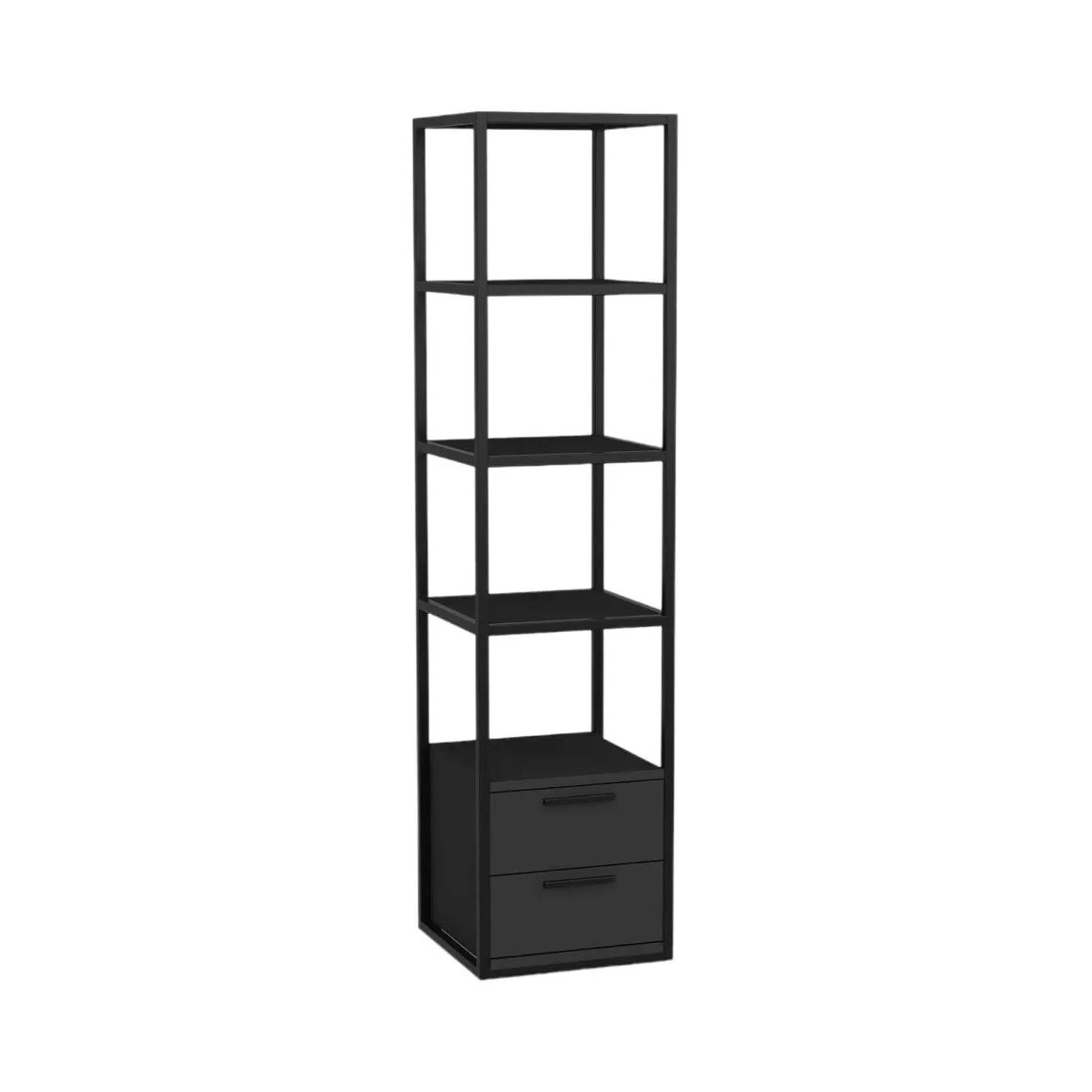 Libreria con 2 cassetti nera e antracite 39x169h cm - Arsim