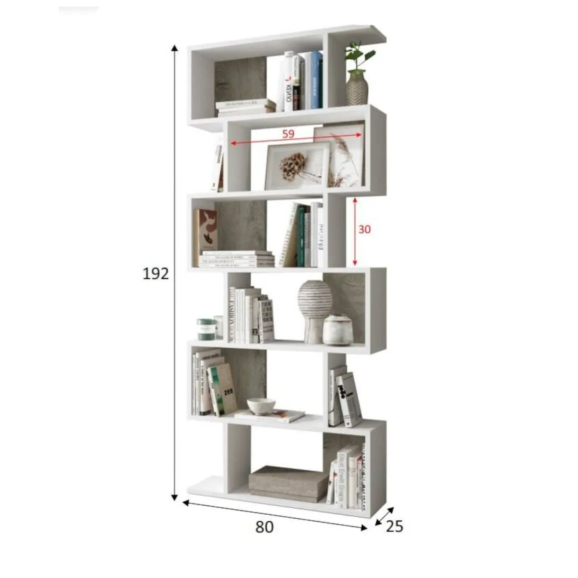 Libreria divisoria bianca e rovere 80x192h cm - Ataman