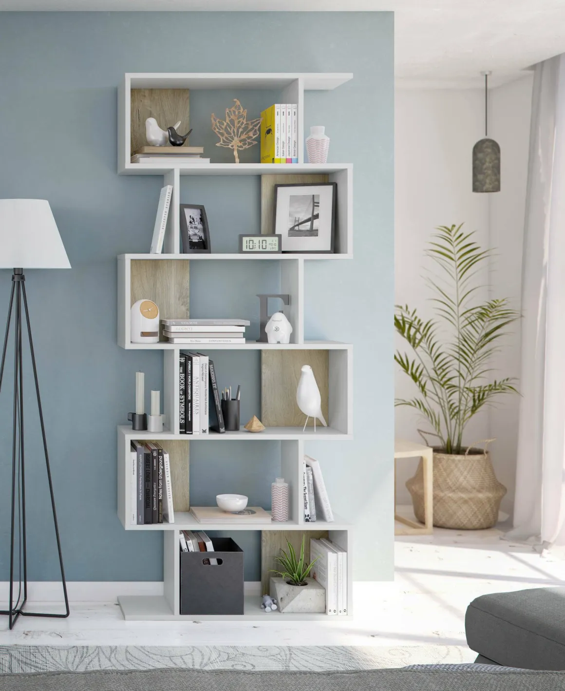 Libreria divisoria bianca e rovere 80x192h cm - Ataman
