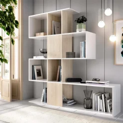 Libreria divisoria bianca lucida e rovere 145x145h cm - Ax