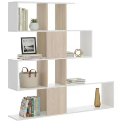 Libreria divisoria bianca lucida e rovere 145x145h cm - Ax