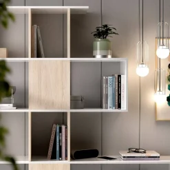 Libreria divisoria bianca lucida e rovere 145x145h cm - Ax