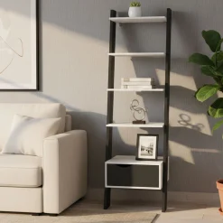 Librerie > Dmora Libreria elegante bianca e nera 55x180h cm - Acascia Nero, Bianco