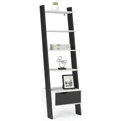 Librerie > Dmora Libreria elegante bianca e nera 55x180h cm - Acascia Nero, Bianco
