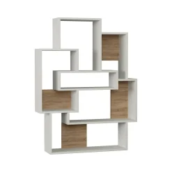 Librerie > Dmora Libreria elegante bianca e quercia 79x190h cm - Lince Marrone, Bianco Quercia