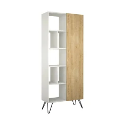 Librerie > Dmora Libreria elegante bianca e quercia 79x190h cm - Lince Marrone, Bianco Quercia