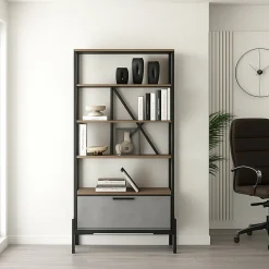 Libreria elegante marrone e grigia 75x160h cm - Fabrice