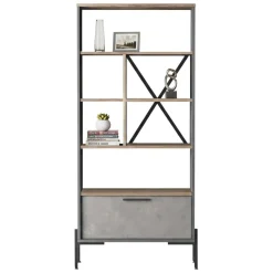 Libreria elegante marrone e grigia 75x160h cm - Fabrice