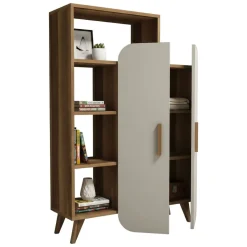 Librerie > Dmora Libreria elegante noce e crema 90x132h cm - Agni Bianco Crema, Marrone Noce