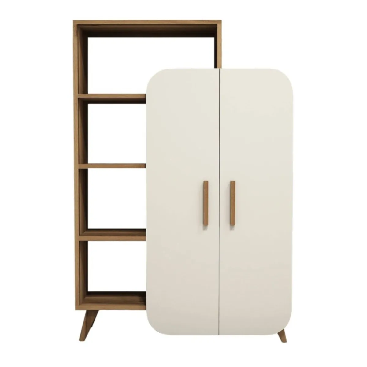 Librerie > Dmora Libreria elegante noce e crema 90x132h cm - Agni Bianco Crema, Marrone Noce