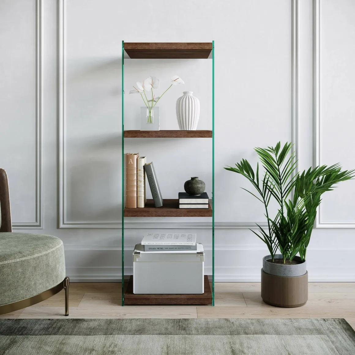 Libreria elegante noce 40x120h cm - Zenobie