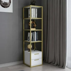Libreria elegante oro e bianca 39x169h cm - Arsim