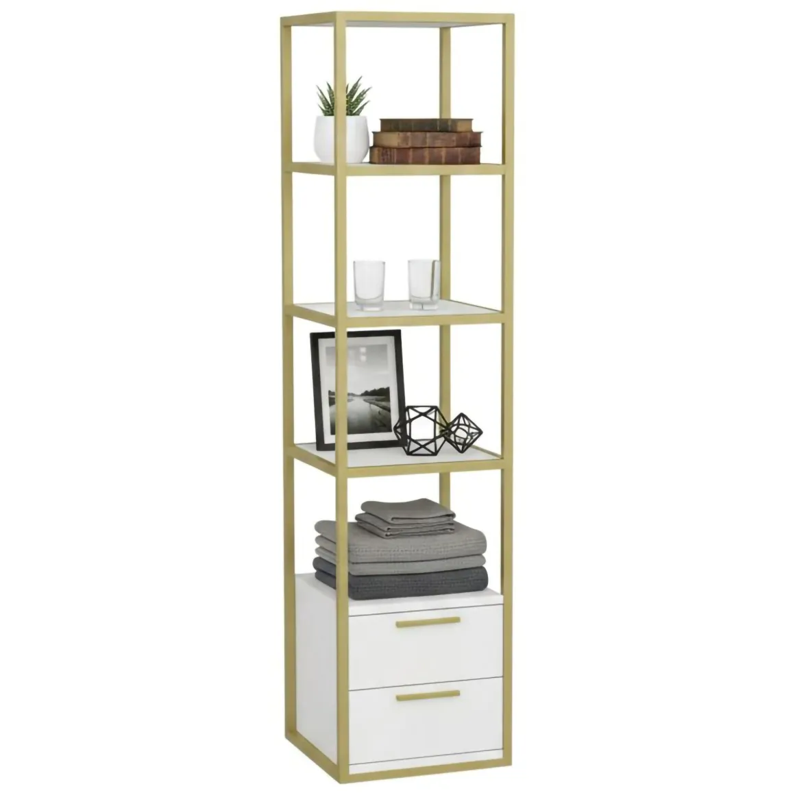 Libreria elegante oro e bianca 39x169h cm - Arsim
