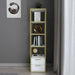 Libreria elegante oro e bianca 39x169h cm - Arsim