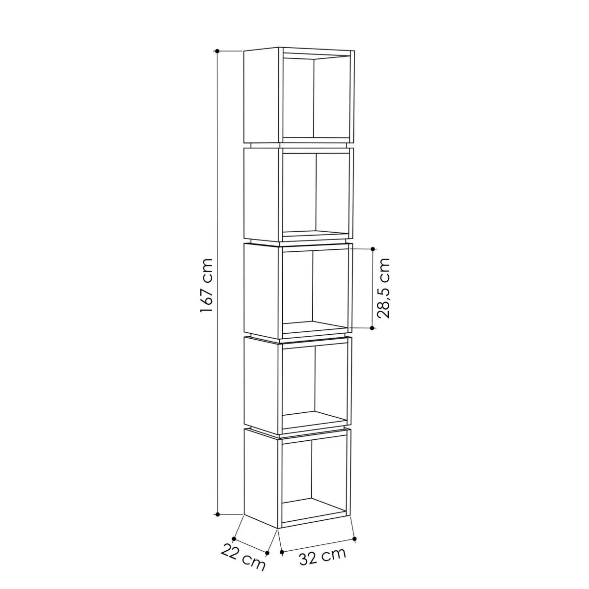 Librerie > Dmora Libreria elegante quercia e bianca 32x167h cm - Tomas Bianco, Marrone Quercia
