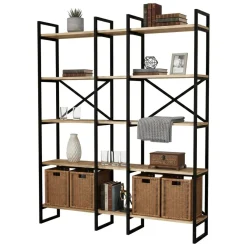 Libreria elegante quercia e nera 143x175h cm - Berna