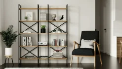 Libreria elegante quercia e nera 143x175h cm - Berna
