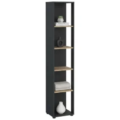 Librerie > Dmora Libreria elegante rovere e grigia 40x204h cm - Baaz Grigio, Marrone Rovere