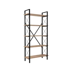 Librerie > Dmora Libreria fissa quercia e nera 90x180h cm - Suriel Nero, Marrone Quercia