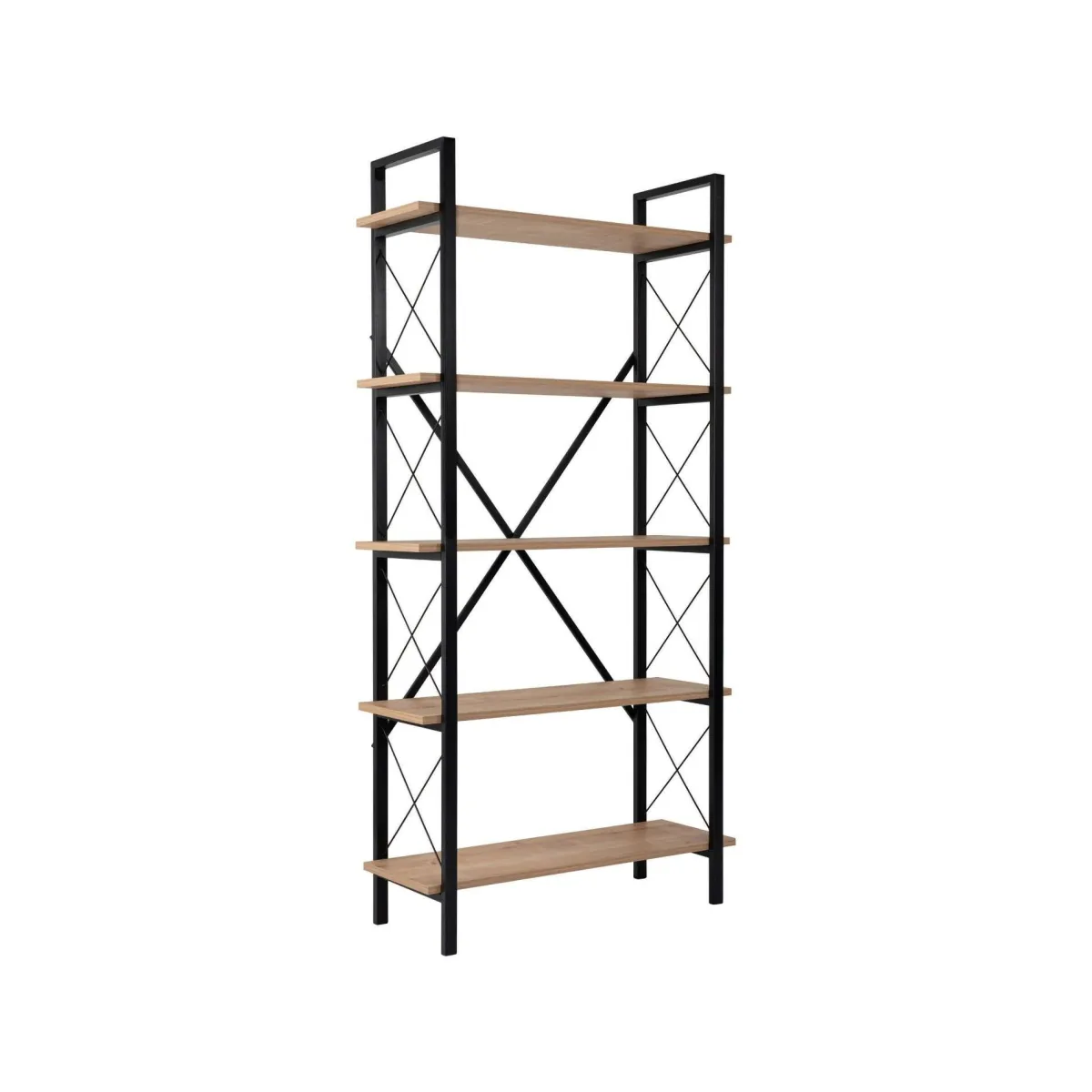 Librerie > Dmora Libreria fissa quercia e nera 90x180h cm - Suriel Nero, Marrone Quercia
