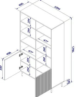 Libreria Ghilarza, 100x42 h177 cm, Beige