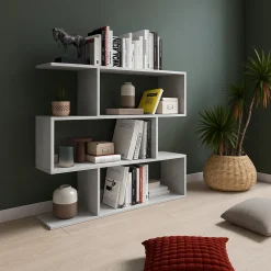 Librerie > Dmora Libreria 3 Ripiani Installazione a Terra 110x25x96h cm, Sfumatura Colore Struttura Cemento - Terzolas Grigio Cemento